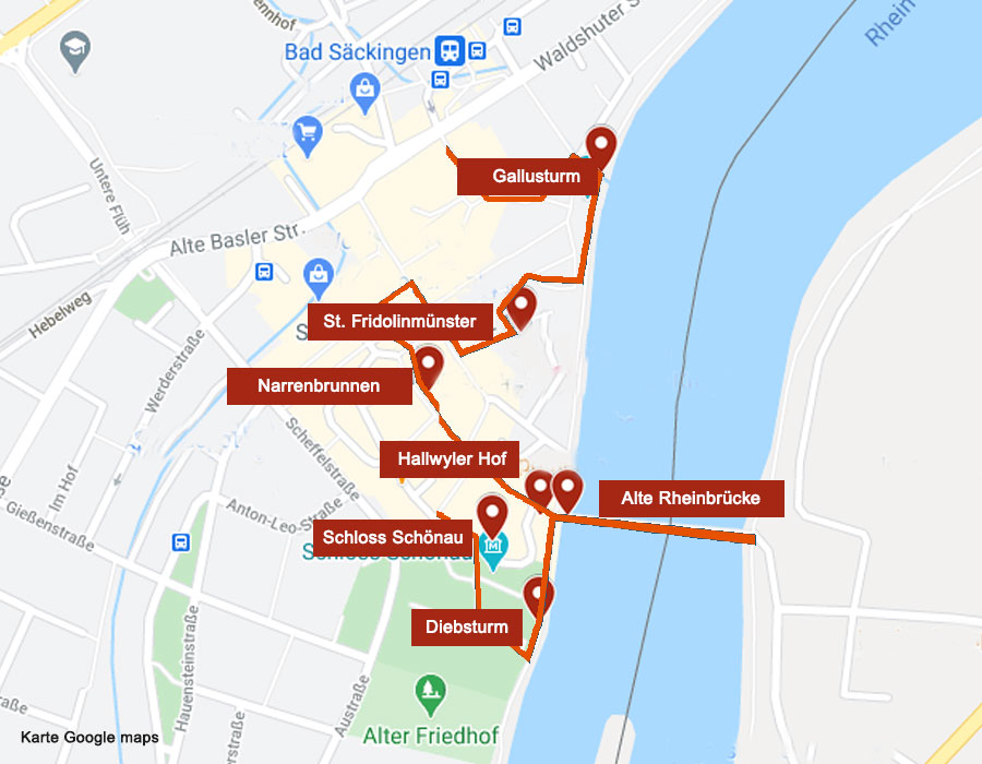 Die Altstadt von Bad Säckingen - Trompeterstadt am Rhein